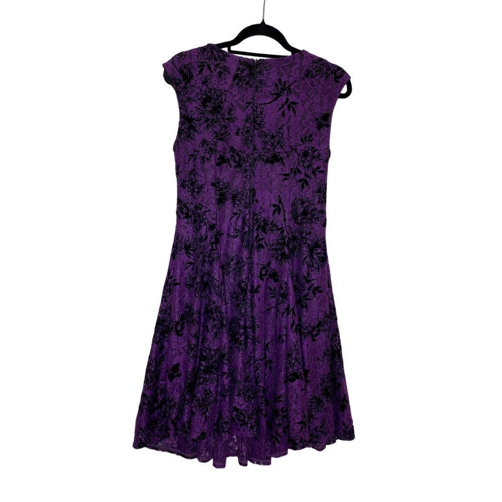 Danny & Nicole Floral Lace Velvet Fit & Flare Dress Purple Black Halloween 8 - Picture 15 of 15